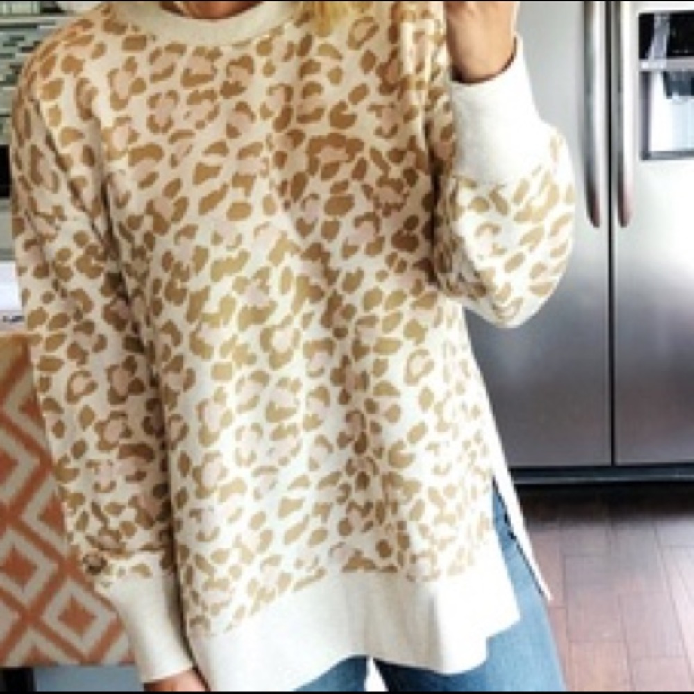Aerie American Eagle Leopard Animal Print Pullover Oversized Sweater - Picture 10 of 15